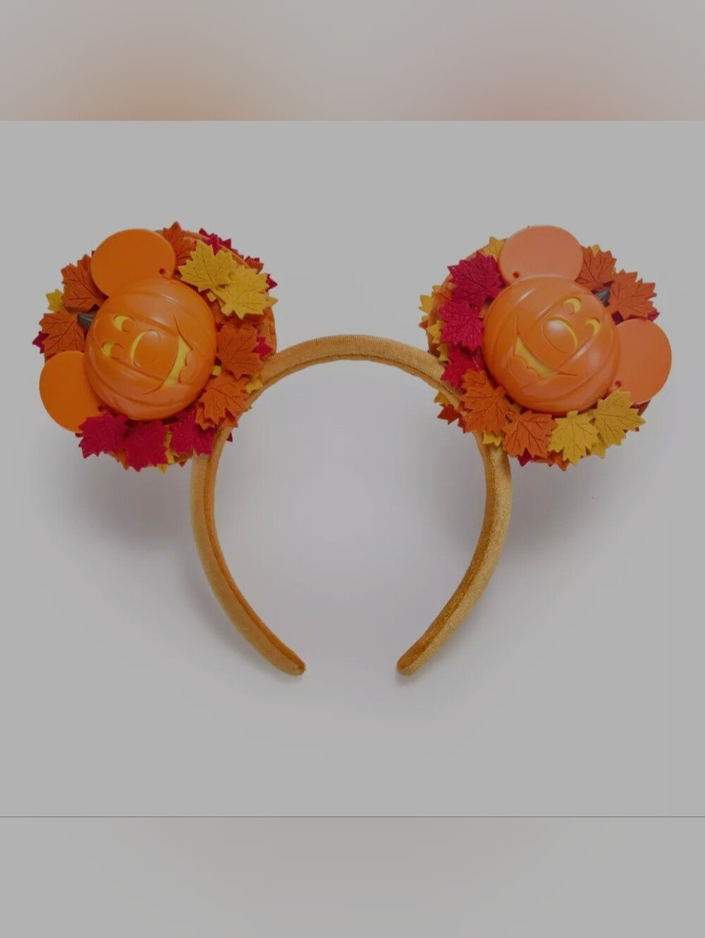 New Mickey Mouse Light-Up Jack-o'-Lantern Wreath Ear Headband Halloween Fall